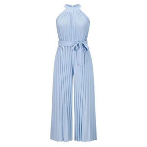 Women's Lace-Up Halter Casual Wide-Leg Jumpsuit