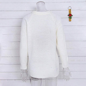 Women's Long Sleeve Crewneck Cute Heart Knitted Sweaters