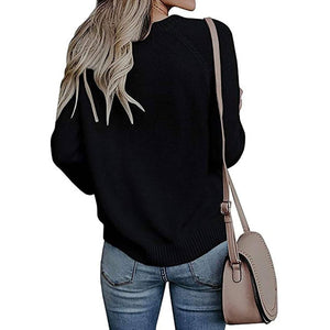 Women's Long Sleeve Crewneck Cute Heart Knitted Sweaters