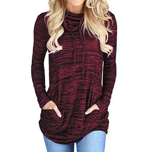 Women's Long Sleeve High Collar Tops Casual Tie Dye Sweatshirt