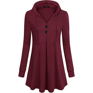 Women's Long Sleeve Hooded Tunic Tops