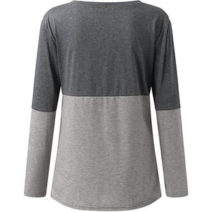 Women's Long Sleeve V Neck Loose Basic Shirt