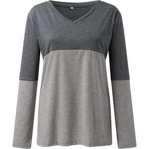 Women's Long Sleeve V Neck Loose Basic Shirt