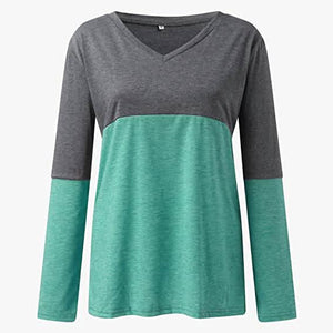 Women's Long Sleeve V Neck Loose Basic Shirt