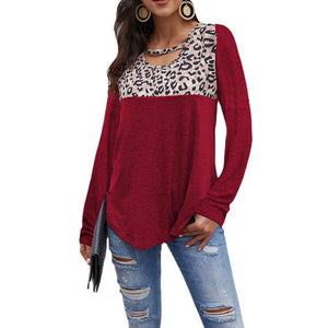 Womens Loose Tops Long Sleeve Tunic Color Block Casual Shirts