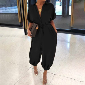 Women's Ordinary Deep V Jumpsuit