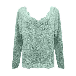 Women's Pullover Sweater Knitted Solid Colored Casual Acrylic Long Sleeve Loose Sweater Cardigans V Neck