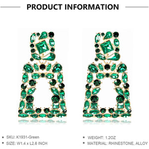 Women's Rhinestone Rectangle Drop Earrings