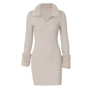 Women's Sheath Dress Long Sleeve Pure Color
