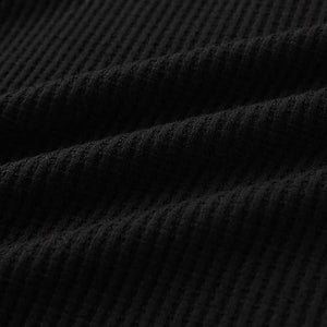 Women's V Neck Waffle Knit Henley Tops