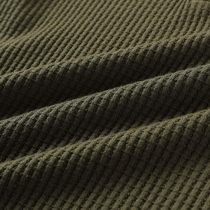 Women's V Neck Waffle Knit Henley Tops