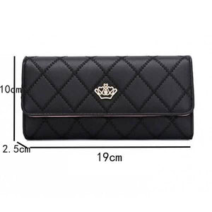 Womens Wallets Purses Plaid PU Leather Long Wallet Hasp Phone Bag