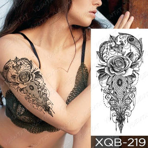 Womens Waterproof Temporary Tattoo Sticker Blue Flower Luxury Big Tatoo For Body Arm