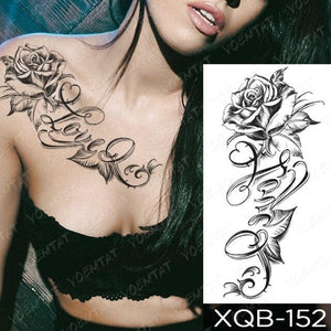 Womens Waterproof Temporary Tattoo Sticker Blue Flower Luxury Big Tatoo For Body Arm
