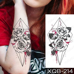 Womens Waterproof Temporary Tattoo Sticker Blue Flower Luxury Big Tatoo For Body Arm