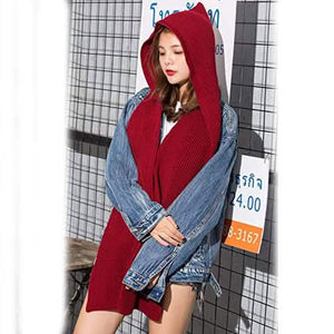 Women's Winter Knitted Hooded Long Scarf