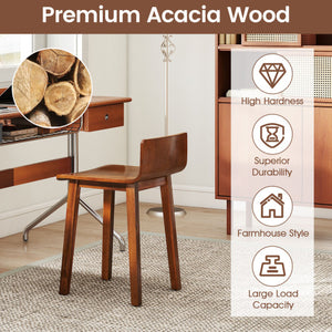 Wood Dining Chair Set of 2 Farmhouse Kitchen Dining Room Chairs Mid-Century Modern Armless Side Chairs-Brown