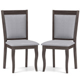 Wood Dining Chairs Set of 2 with Rubber Wood Frame and Padded Seat-Brown