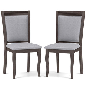 Wood Dining Chairs Set of 2 with Rubber Wood Frame and Padded Seat-Brown
