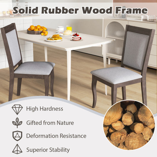 Wood Dining Chairs Set of 2 with Rubber Wood Frame and Padded Seat-Brown
