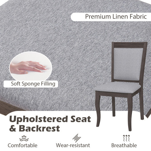 Wood Dining Chairs Set of 2 with Rubber Wood Frame and Padded Seat-Brown