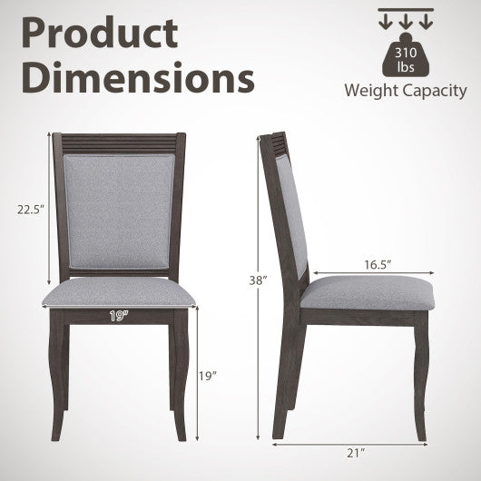 Wood Dining Chairs Set of 2 with Rubber Wood Frame and Padded Seat-Brown