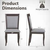 Wood Dining Chairs Set of 2 with Rubber Wood Frame and Padded Seat-Brown