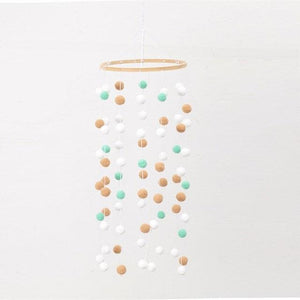 Wooden Ring With Felt Balls Wind Chimes Newborn Baby Bed Bell Pendant Kids Room Decoration Wooden Wind Chime Bed Bell Nursery Mobile Crib Bed Bell Wall Hanging Ornament