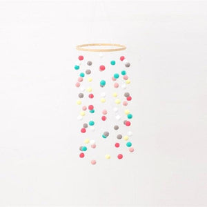 Wooden Ring With Felt Balls Wind Chimes Newborn Baby Bed Bell Pendant Kids Room Decoration Wooden Wind Chime Bed Bell Nursery Mobile Crib Bed Bell Wall Hanging Ornament