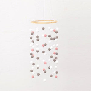 Wooden Ring With Felt Balls Wind Chimes Newborn Baby Bed Bell Pendant Kids Room Decoration Wooden Wind Chime Bed Bell Nursery Mobile Crib Bed Bell Wall Hanging Ornament