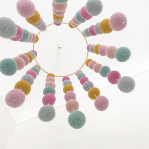 Wooden Ring With Felt Balls Wind Chimes Newborn Baby Bed Bell Pendant Kids Room Decoration Wooden Wind Chime Bed Bell Nursery Mobile Crib Bed Bell Wall Hanging Ornament