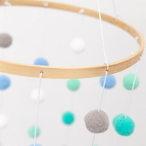 Wooden Ring With Felt Balls Wind Chimes Newborn Baby Bed Bell Pendant Kids Room Decoration Wooden Wind Chime Bed Bell Nursery Mobile Crib Bed Bell Wall Hanging Ornament