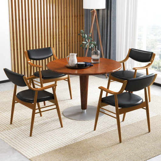 Wooden Dining Chair Set of 2 with Padded Seat and Back-Black