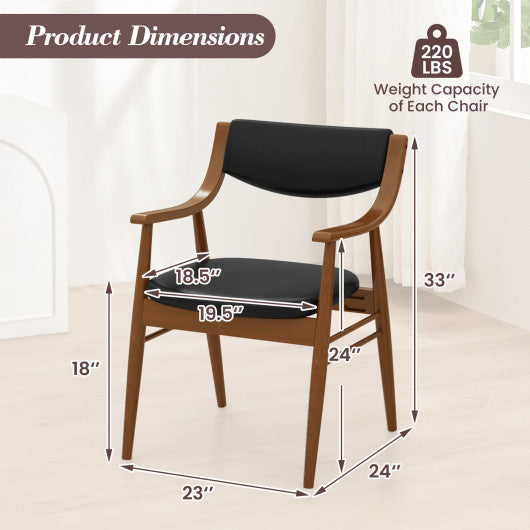 Wooden Dining Chair Set of 2 with Padded Seat and Back-Black