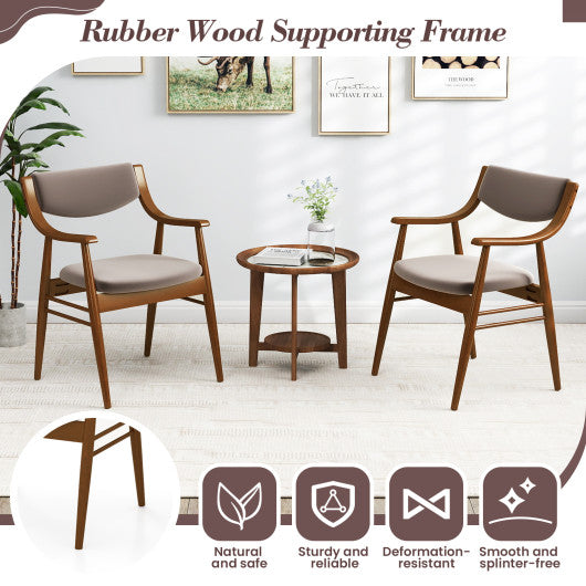 Wooden Dining Chair Set of 2 with Padded Seat and Back-Walnut