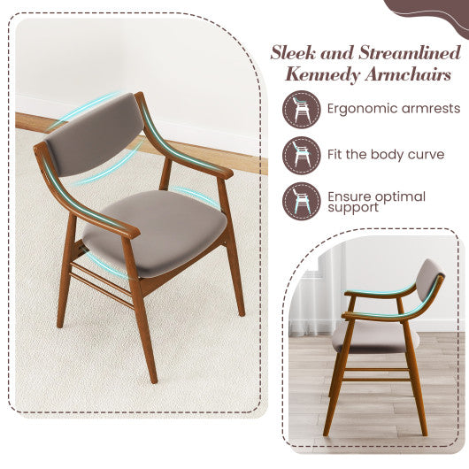 Wooden Dining Chair Set of 2 with Padded Seat and Back-Walnut