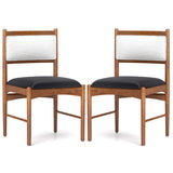 Wooden Dining Chair Set of 2 with Rubber Wood Frame and Faux Sherpa Backrest-Walnut