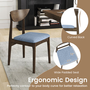 Wooden Dining Chair Set of 2 with Rubber Wood Leg-Brown