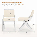 Wooden Dining Chairs of 2 with Rubber Wood Frame and Padded Cushions-White