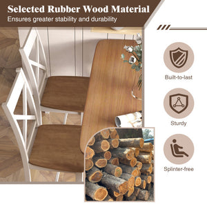 Wooden Dining Chairs Set of 2 with High Back and Rubber Wood Frame-Natural