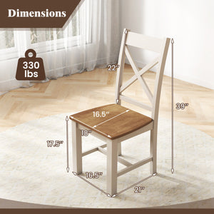 Wooden Dining Chairs Set of 2 with High Back and Rubber Wood Frame-Natural