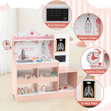 Wooden Doctor Playset with Stethoscope for Toddlers over 3 Years Old-Pink
