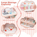 Sewing Machine Table with Charging Station and Lockable Casters-Brown