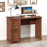 Wooden Vintage Computer Desk with 2 Drawers for Home and Office-Walnut
