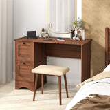 Wooden Vintage Computer Desk with 2 Drawers for Home and Office-Walnut