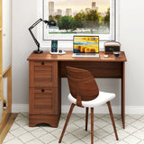Wooden Vintage Computer Desk with 2 Drawers for Home and Office-Walnut