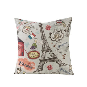 World Famous City Building Tower Paris Printing Pillow Covers For Home Chair Car Decorative Cushion Covers 45*45cm