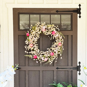 26 Inch Pink Blossom Wreath