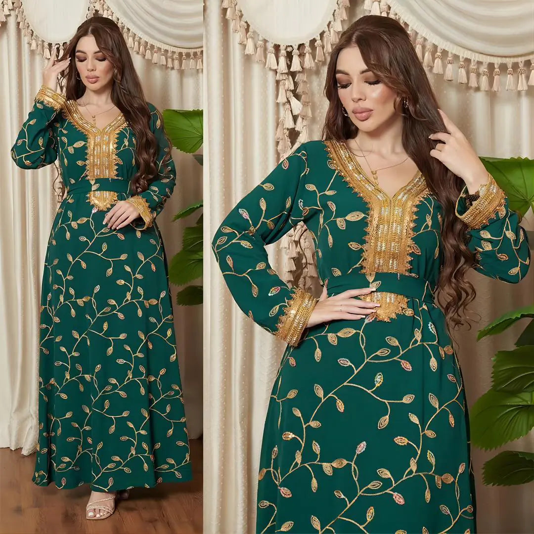 Arab Dubai Embroidery Applique Muslim Dinner Robe