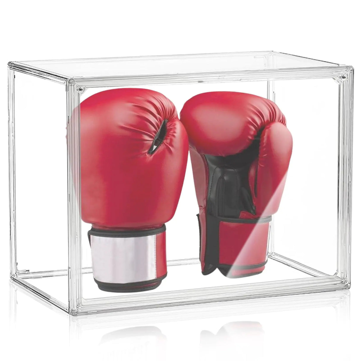 Clear Boxing Glove Display Case Display Case for Full Size Boxing GloveSelf-Assembly Baseball Glove Display Case Display Deluxe UV-Protected Clear Case Black Base